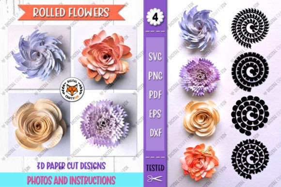 Download 3D Flowers Paper Cut, Rolled Flowers SVG - Flower Collection