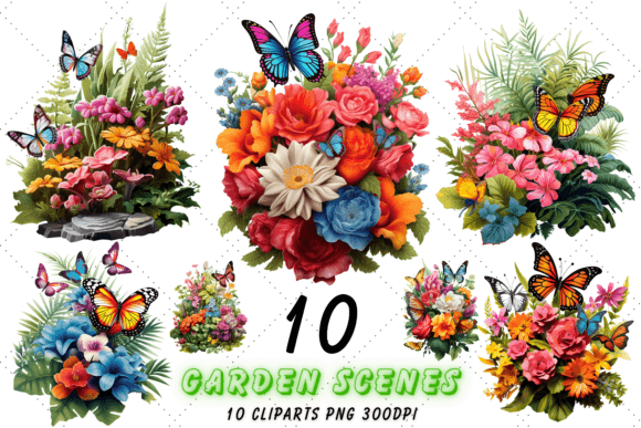 Download Butterfly Garden Scenes Sublimation - Premium Resources